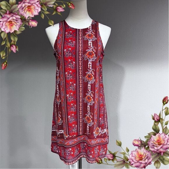 Scoop neck sleeveless a-line floral mini dress - Picture 1 of 12